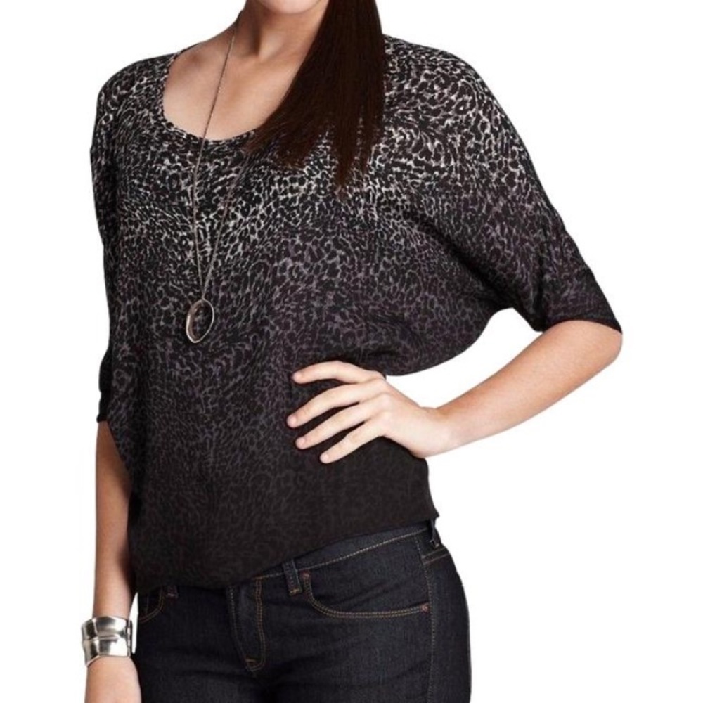 Joie Black White Ombre Leopard Silk Dolman Top S